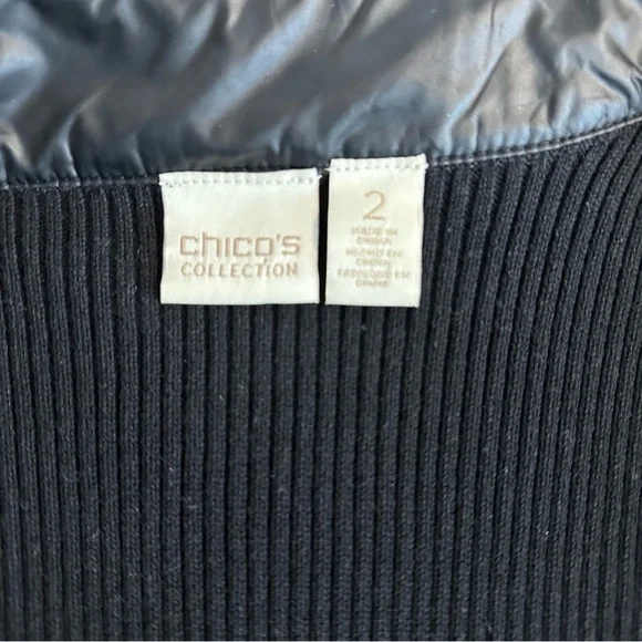 Chico’s Collection Black Quilted Faux Leather Vest Size 2 Sleek & Chic - Picture 8 of 12